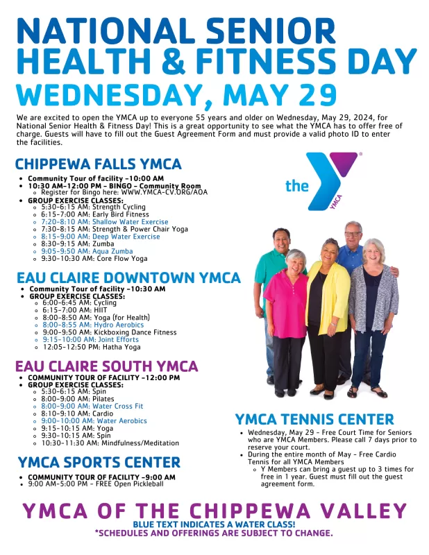 YMCA of the Chippewa Valley Celebrates National Senior Health & Fitness Day with Free Access for Seniors